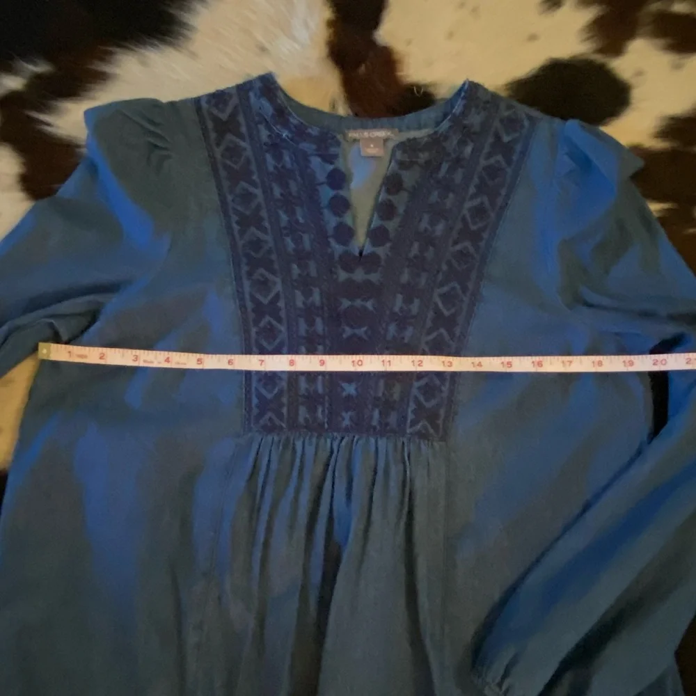 Falls Creek denim Navy Embroidered Blouse - Picture 10 of 11